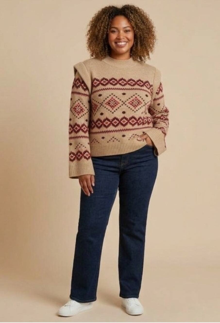 Cozy XXL Fair Isle Beige Sweater by Loft